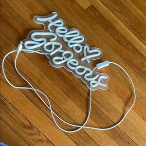 White Neon 'Hello Gorgeous' Sign